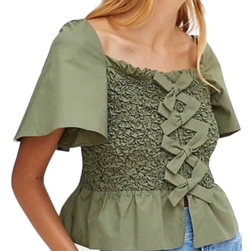 Anthropologie Olive Green Blouse